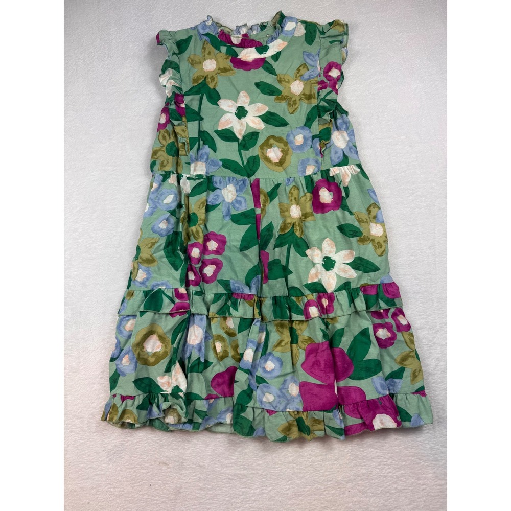 Jodifl Floral Tiered Ruffle Midi Dress Green Purple Sleeveless G7663-7 Large